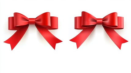 Fototapeta premium Set of decorative red ribbon banners isolated on white, Red Bow With Ribbons Set, With Gradient Mesh, Vector Illustration, Vector red ribbons.Ribbon banner set,Ribbon banner set. Red ribbons, Vector.