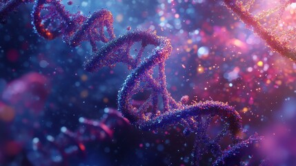 Miniature Tiny geneticists researching DNA on a tablet.