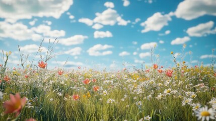 sunny wildflower meadow landscape