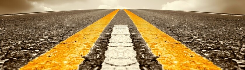 Obraz premium A road with a yellow line down the middle