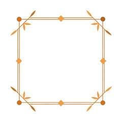 Decorative Square Frame Border with Geometric Lines and symmetrical floral pattern Vector Elements	