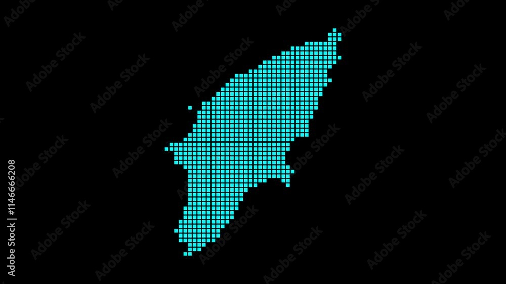 Aufkleber rhodes digital map. map of rhodes in a dotted style. the shape of the island is filled with rectangl