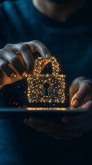 Digital Lock Illustration:  Cybersecurity Concept