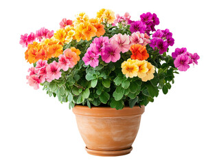 Vibrant Potted Flowers in Colorful Bloom Isolated on Transparent Background