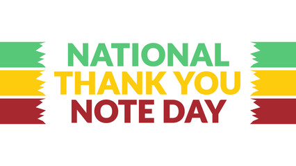National Thank You Note Day text with side lines on a White background. Which is observed every year in December to celebrate National Thank You Note Day.
