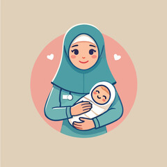 vector of smiling midwife character