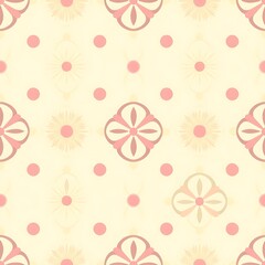 Vintage Floral and Dot Pattern: This seamless pattern features delicate flowers and polka dots in soft pastel hues, perfect for creating a vintage, romantic, or feminine aesthetic.
