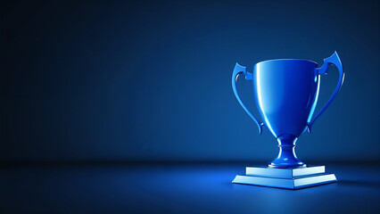 blue trophy cup on a dark background