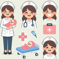 Fototapeta premium vector of smiling midwife character