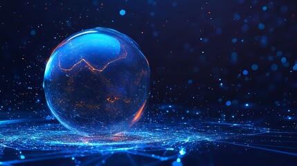 Fototapeta premium Magic crystal ball on a dark blue background. Vector Illustration.