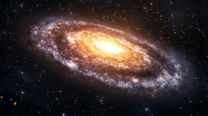 Fototapeta premium A breathtaking galactic scene with glowing stars and a luminous core, creating a sense of infinite space.