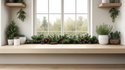 Fototapeta premium Cozy Christmas Decor on a Window Sill