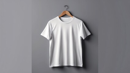 Plain White T-Shirt Mockup on Gray Background: Perfect for Design Presentations and Branding