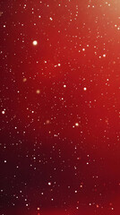 A vibrant red background filled with shimmering stars, creating a cosmic atmosphere.