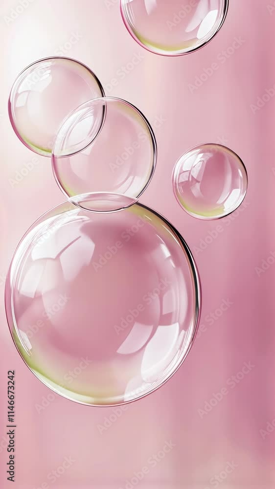 Aufkleber bubbles floating gracefully against a soft pink background create a serene and calming atmosphere in