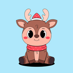 Cartoon cute christmas deer 