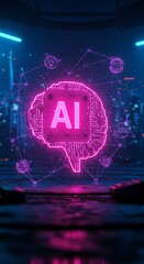 AI Brain Circuitry Futuristic Technology Network Concept