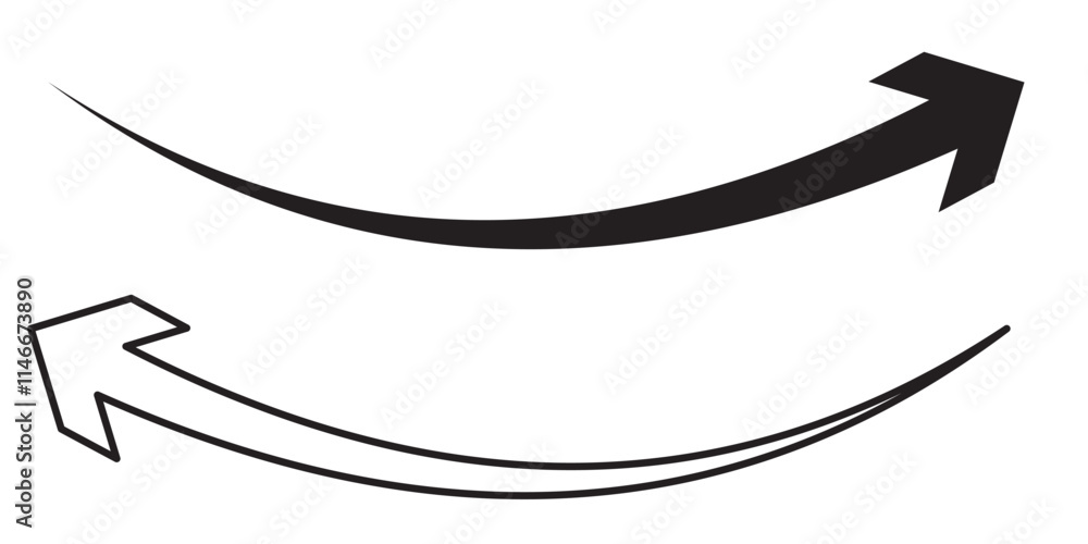 Poster curved arrow icon vector. arrow pointer icon sign symbol in trendy flat style. arrow vector icon ill