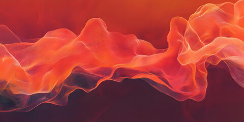 Obraz premium Abstract flowing shapes in vibrant hues of orange and red, creating a dynamic visual effect.
