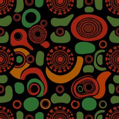 Fototapeta premium Abstract Geometric Pattern: Bold, vibrant colors and organic shapes dance in a seamless, modern pattern. Perfect for adding a touch of contemporary style to your designs.