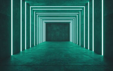 Fototapeta premium Futuristic corridor with neon lights creating a modern and vibrant ambiance.