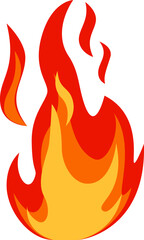 Red and orange stylized flames are rising high, creating a vibrant and energetic depiction of fire, suitable for various design purposes related to heat, energy, or danger