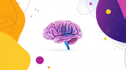 brain shrinkage with a focus on neural connections, set against a white background with ample copy space for text overlay.