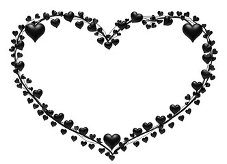 Naklejka premium white background with Black heart design. Valentine's day decoration. Valentine's day seamless banner or border. Hanging hearts seamless border. Hearts garland.6