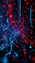 Obraz premium glowing digital circuits lines binary code futuristic abstract technology innovation light network connection background cyber security advanced systems interactive visuals data flow
