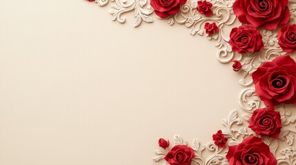 Romantic Red Roses Ornate Frame Valentine's Day Background