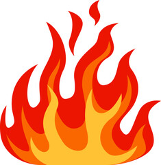 Cartoon flames are rising, creating a vibrant and energetic composition against a clean white backdrop, perfect for representing concepts of heat, energy, and passion