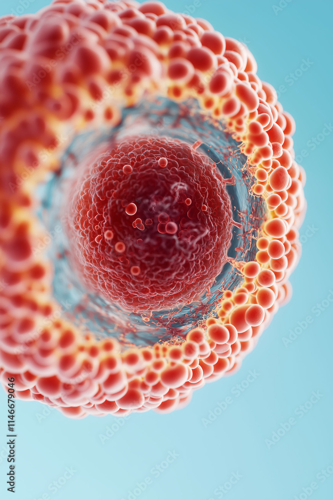 Poster h5n1 avian influenza virus vaccine. microscopic view of a colorful cell structure with vibrant textu