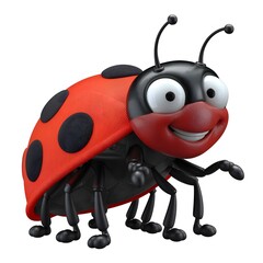 a cartoon ladybug with a red body covered in black spots.