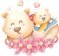 Cute animals happy valentine's day watercolor elements