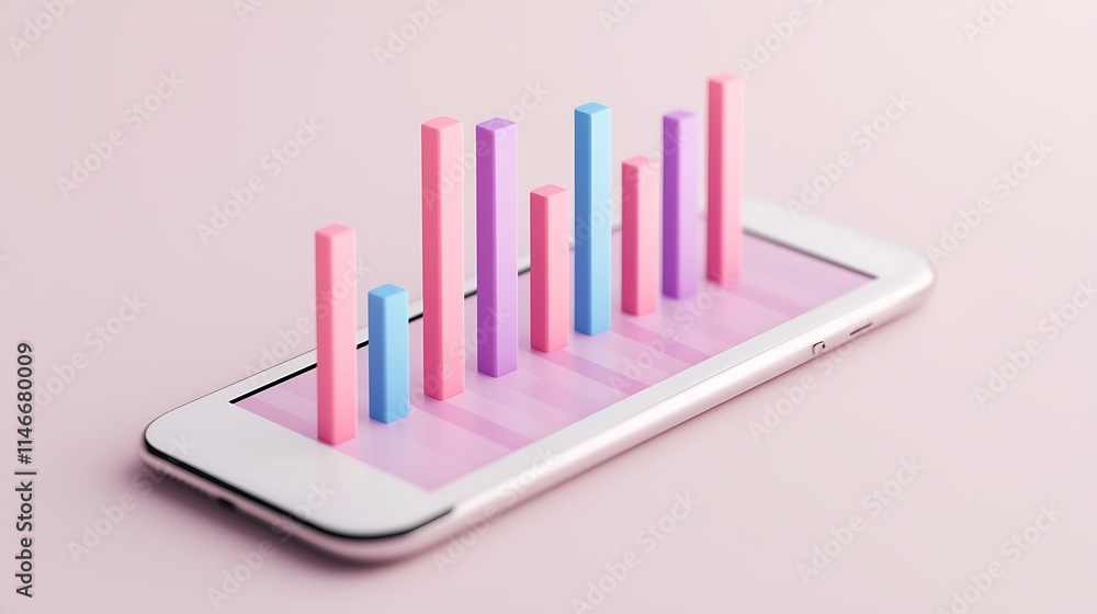 Aufkleber a smartphone displays colorful bar graphs, symbolizing data analysis and digital insights in a moder