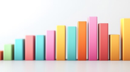 A colorful bar graph displaying increasing values, symbolizing growth and progress in data visualization.