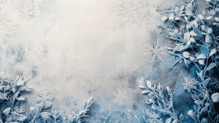 winter wonderland background frosty branches and snowflakes