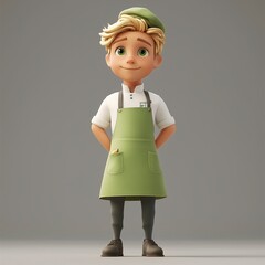 Male character, medium build, 42 years old, blonde, white skin, green eyes, baker's clothes