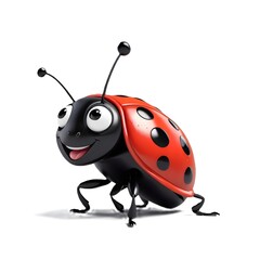 a cartoon ladybug with a red body covered in black spots.