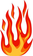 Bright red and orange flames are rising high against a clean white background, creating a striking visual representation of heat, energy, and combustion