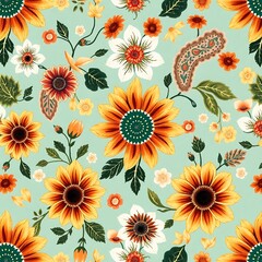 Summer Sunflowers Textile Design 