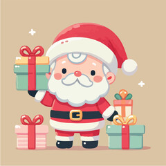 vector santa claus character bringing gifts