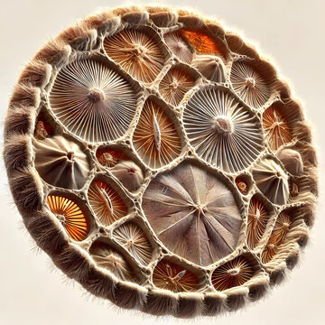 closeup or macro image of diatom plankton on white background