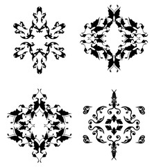 black and white floral elements