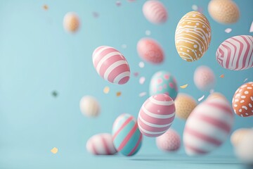 Obraz premium Falling easter egg 3d render background. 
