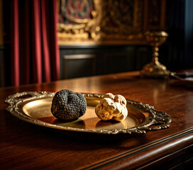 Black and White Truffles on a Golden Platter