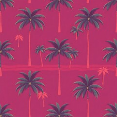 Fototapeta premium Pink Paradise Palm Tree Pattern 