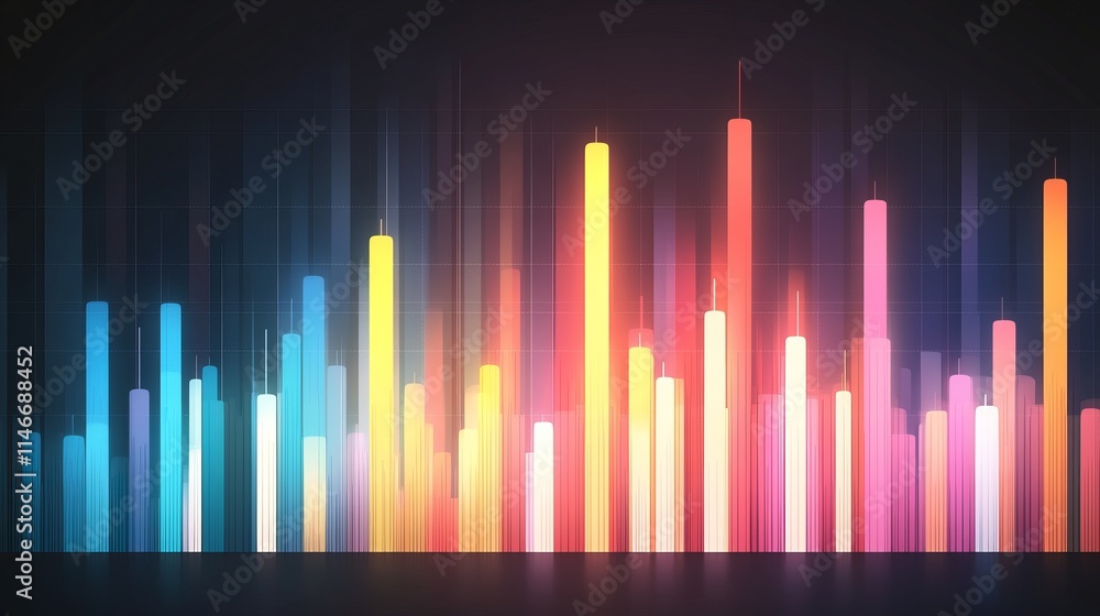 Aufkleber vibrant data visualization abstract colorful bar chart