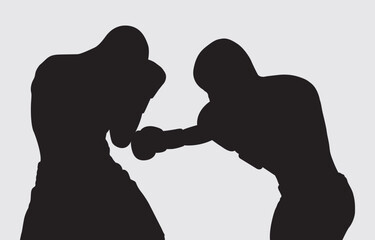 Black silhouette of a boxer on a white background