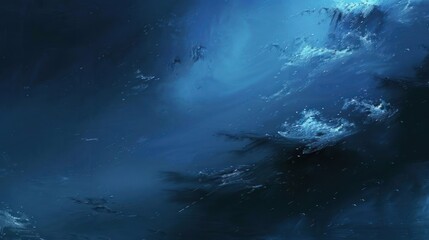 Fototapeta premium A deep blue abstract ocean scene with swirling textures and waves.
